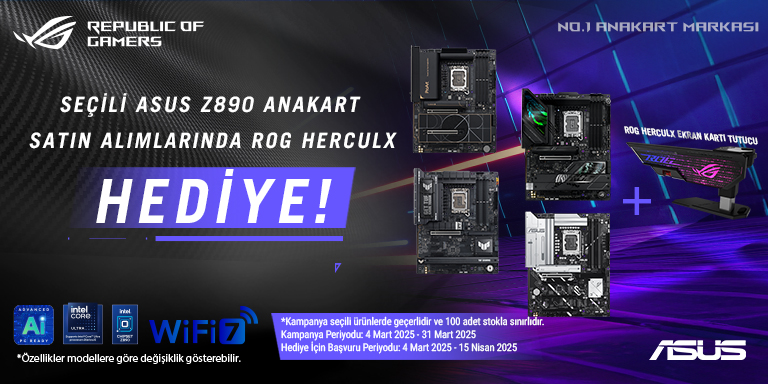 Seçli Asus Z890 Anakart Alımlarında Rog Herculx Hediye