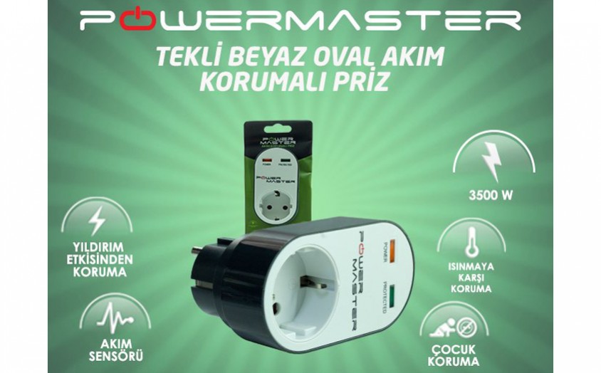 Powermaster PM-16620 Tekli Akım Korumalı Priz