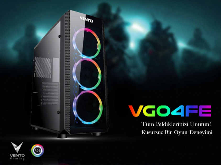 Vento VG04F+ 600W 80+ Dahili PSU`lu Midi Tower Gaming (Oyuncu) Kasa