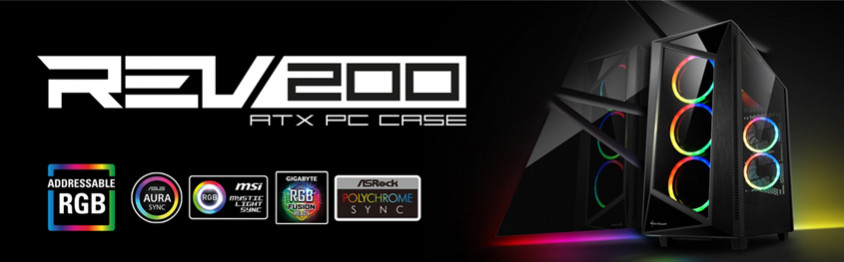 Sharkoon REV200 RGB ATX Mid-Tower Gaming Kasa