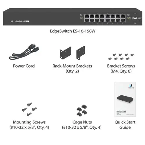 Ubiquiti ES-16-150W 16 Port 	10/100/1000 Mbps Yönetilebilir Switch 