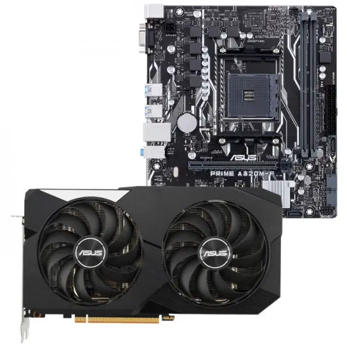 Asus DUAL-RX6600-8G Ekran Kartı + Asus Prime A320M-F Anakart Bundle