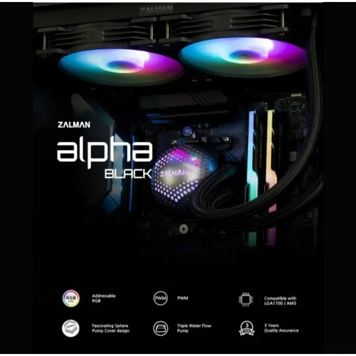 Zalman ALPHA-36BK 360mm Siyah Sıvı Soğutucu