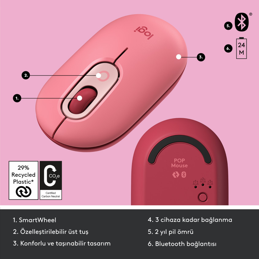 Logitech Pop Mouse 910-006548 Kablosuz Optik Mouse