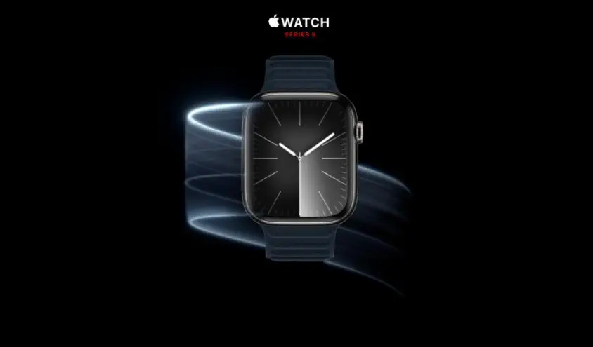 Apple Watch Series 9 GPS Gümüş Rengi Alüminyum Kasa ve Fırtına Mavisi Spor Kordon