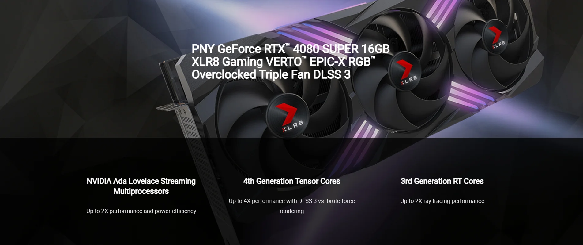 PNY RTX 4080 SUPER RGB XLR8 VERTO EPIC-X 16GB GDDR6X 256Bit Gaming Ekran Kartı