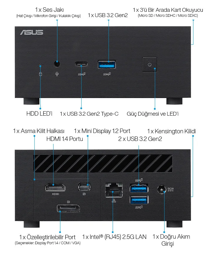 ASUS PN63-BS3018MDS1 Intel Core i3 i3-1115GB RAM4 Barebone Mini Masaüstü PC