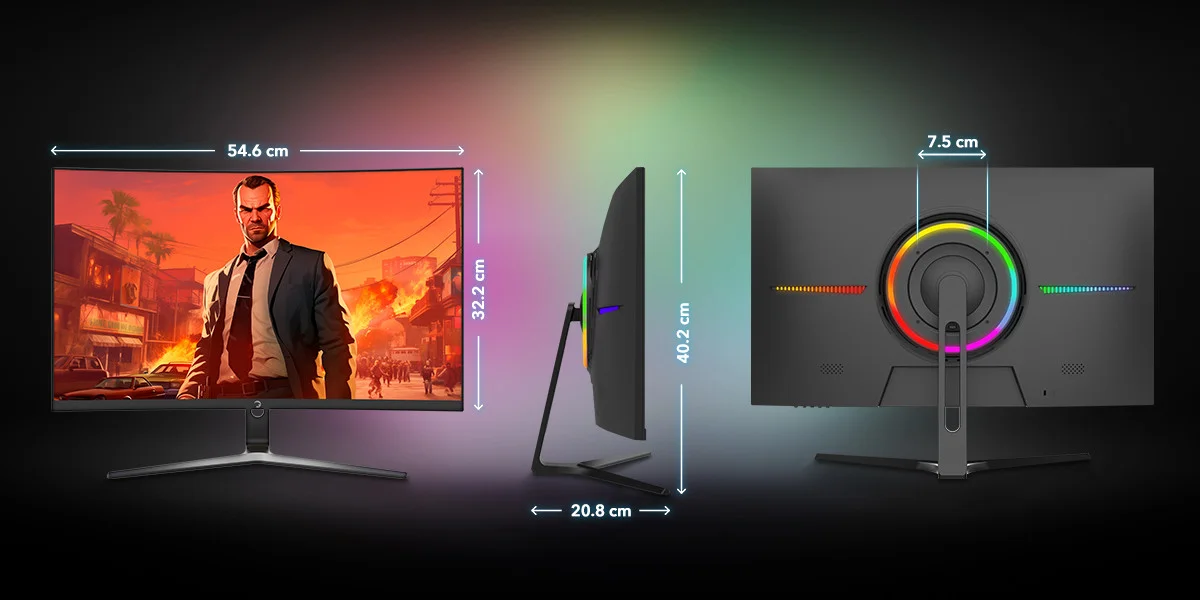 GamePower Vivid F10 24'' Curved RGB 100Hz 1ms FHD Va Panel 2x2W Speaker Gaming Monitör (Sıfır Ölü Piksel Garantili)