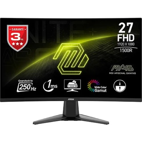 MSI MAG 27CQ6F 27″ 180Hz 0,5ms WQHD Rapid VA Curved Gaming Monitör