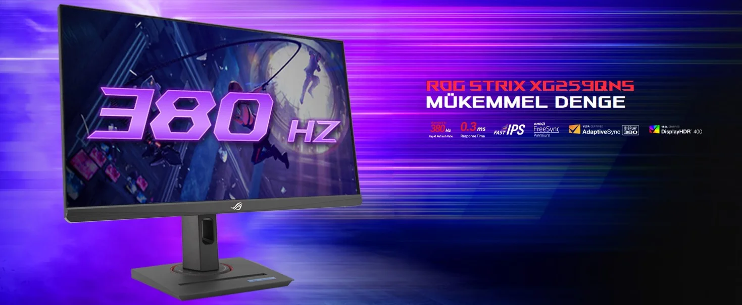 Asus ROG STRİX XG259QNS 24.5″ 380Hz 0.3 ms Full HD Adaptive Sync IPS Esport Gaming (Oyuncu) Monitör