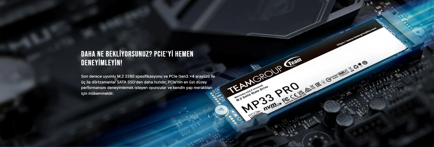 Team MP33 Pro 1TB 3500/3000MB/s NVMe PCIe Gen3x4 M.2 SSD Disk