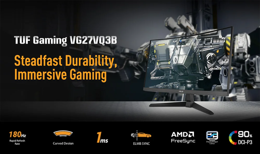 Asus TUF Gaming VG27VQ3B 27″ 1ms 180Hz Curved VA FHD Gaming (Oyuncu) Monitör 