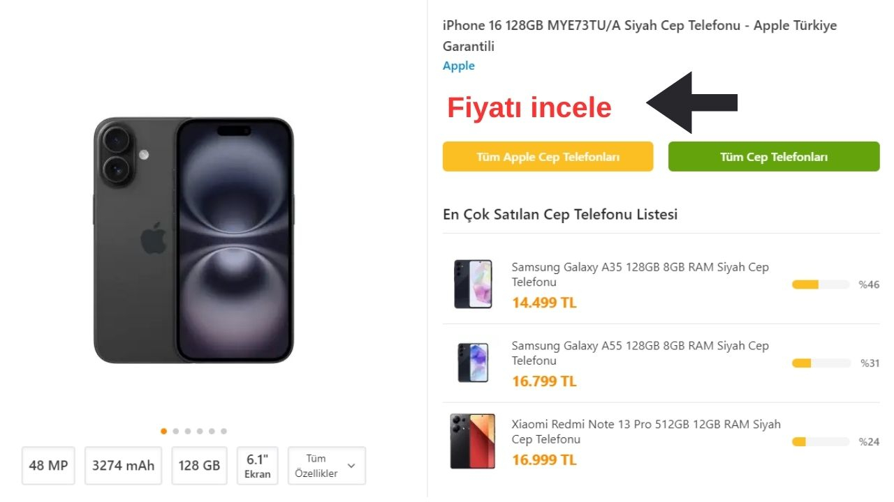 iPhone 16 fiyatı