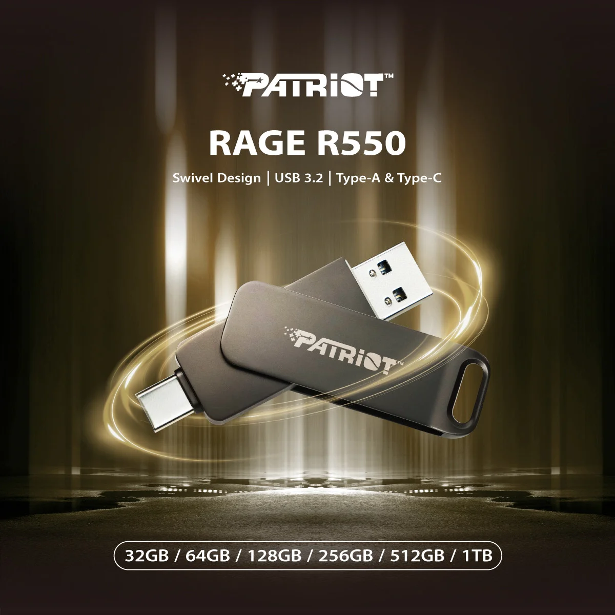 Patriot Rage R550 USB 3.2 Type-C 256GB Flash Bellek (PE256GR550DSAD)