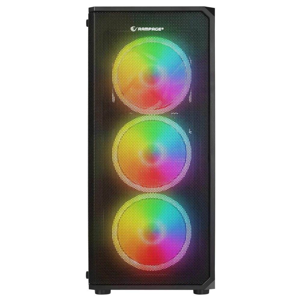 Rampage Helios Mesh 550W 80+ Bronze Siyah Temperli Cam 4x12cm Rainbow ATX Mid-Tower Gaming Kasası