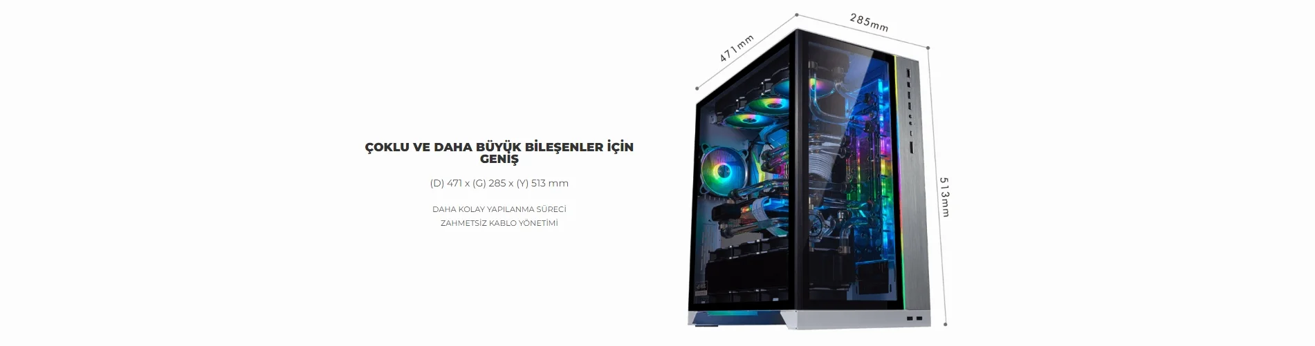 Lian Li O11 Dynamic XL ROG Certified Siyah RGB Full-Tower E-ATX Gaming (Oyuncu) Kasa (G99.O11DXL-X.00)