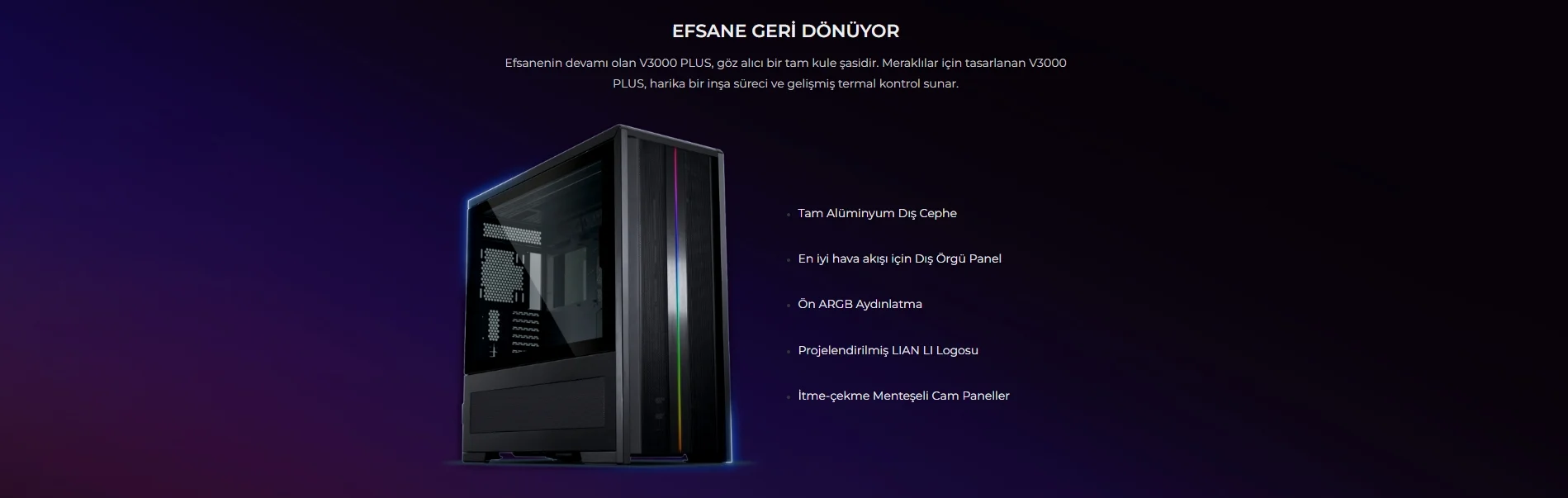 Lian Li V3000 Plus Beyaz Full-Tower E-ATX Gaming (Oyuncu) Kasa