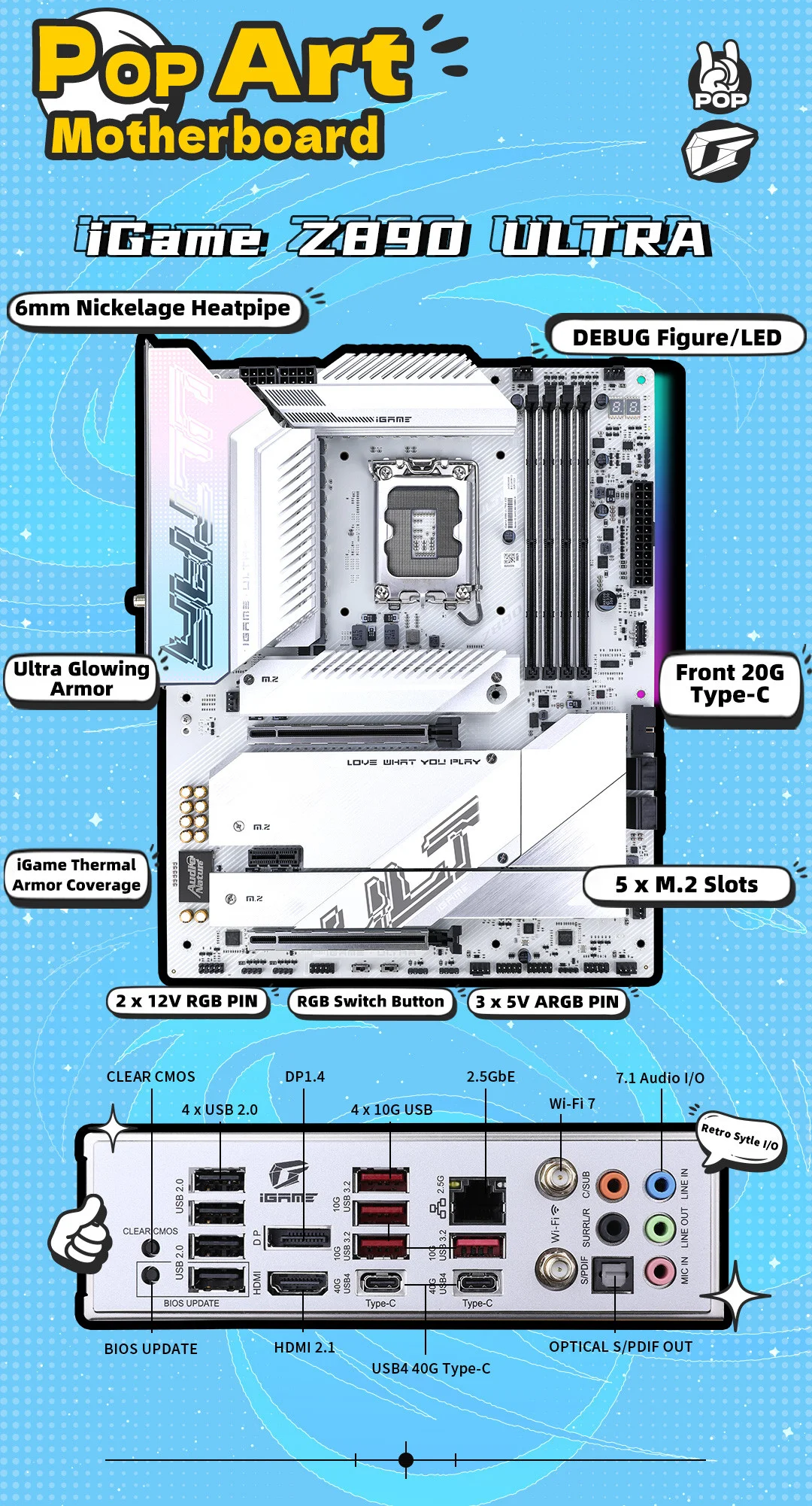 COLORFUL iGame Z890 ULTRA V20 DDR5 8800Mhz ATX LGA1851 Gaming (Oyuncu) Anakart