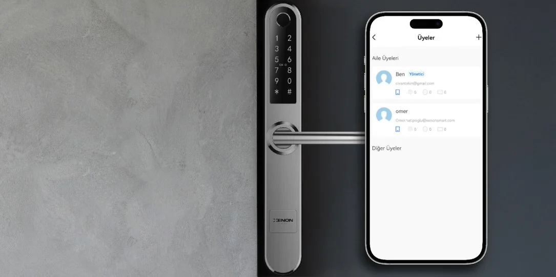 Xenon Smart X8057 Parmak İzi Dokunmatik Şifre Girişli Gümüş Akıllı Kapı Kilidi