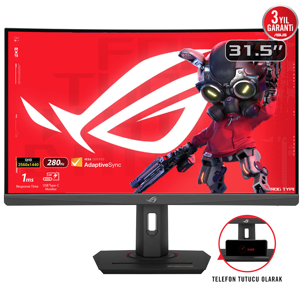 ASUS ROG Strix XG32WCMS 27″ 280Hz 1ms QHD Adaptive-Sync VA Gaming (Oyuncu)  Monitör