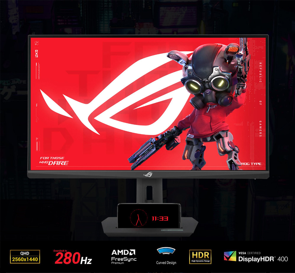 ASUS ROG Strix XG32WCMS 27″ 280Hz 1ms QHD Adaptive-Sync VA Gaming (Oyuncu)  Monitör