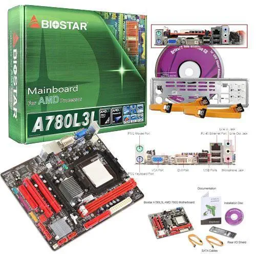 BIOSTAR A780L3L AMD 760G DDR3 VGA+LAN+SATA 16x