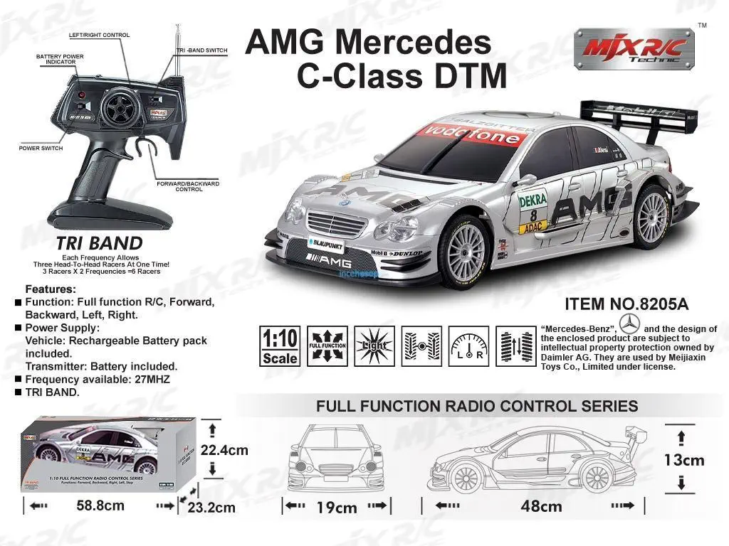 MJX 8205A AMG MERCEDES C-CLA DTM UZAKTAN KUMANDALI OYUNCAK ARABA (1:10)