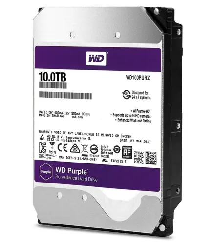 WD Purple Surveillance WD100PURZ 10TB 5400RPM Sata 3.0 256MB 3.5″ Sabit Disk