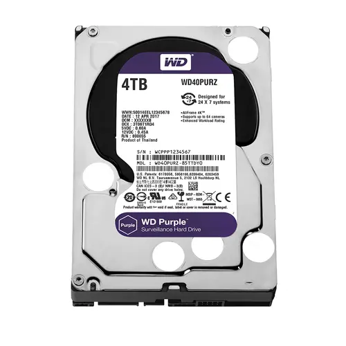 WD Purple 4TB Sata3 HDD 3,5″ 7x24 Güvenlik Diski - WD40PURZ 