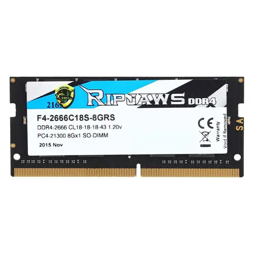 G.Skill Ripjaws F4-2666C18S-8GRS 8GB (1x8GB) DDR4 2666MHz CL18 SO-DIMM Notebook Ram