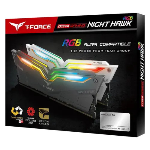 Team T-Force Night Hawk RGB Black 16GB (2x8GB) 3200MHz CL16 DDR4 Gaming Ram (TF14D416G3200HC16CDC01)