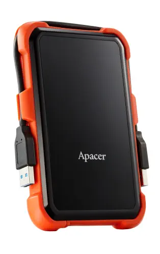 Apacer AC630 Siyah-Turuncu 2 TB Askeri Sınıf Darbeye Dayanıklı 2.5″ USB 3.1 Taşınabilir Harddisk (AP2TBAC630T-1) 
