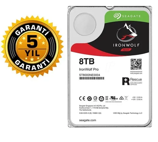 Seagate IronWolf Pro ST8000NE0004 8TB 256MB 7200Rpm Nas Disk