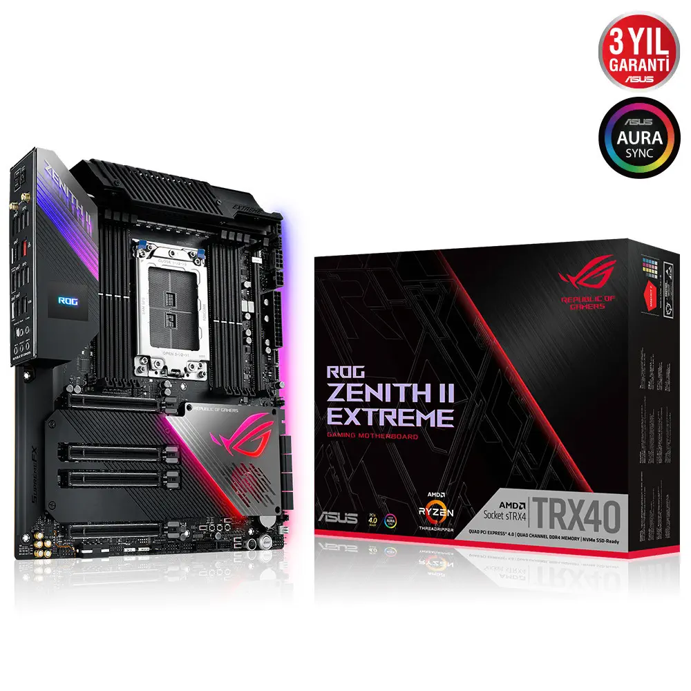 Asus ROG Zenith II Extreme AMD TRX40 Soket sTRX4 DDR4 4733(OC)Mhz E-ATX Gaming (Oyuncu) Anakart