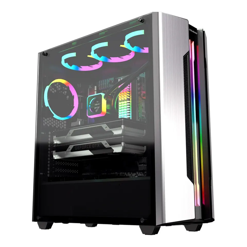 Cougar Gemini S Silver RGB CGR-5BMBS-T 600W 80+ PSU USB 3.0 Temperli Cam E-ATX Mid-Tower Gaming Kasa