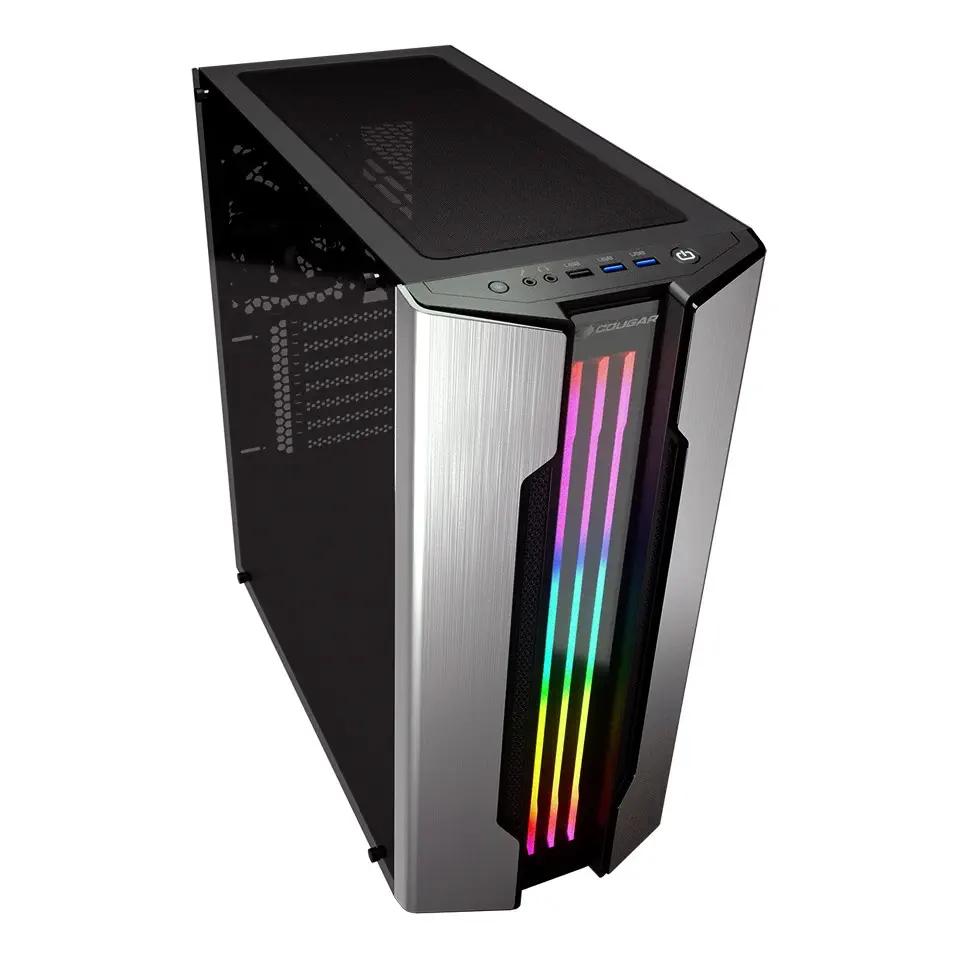 Cougar Gemini S Silver RGB CGR-5BMBS-T 600W 80+ PSU USB 3.0 Temperli Cam E-ATX Mid-Tower Gaming Kasa