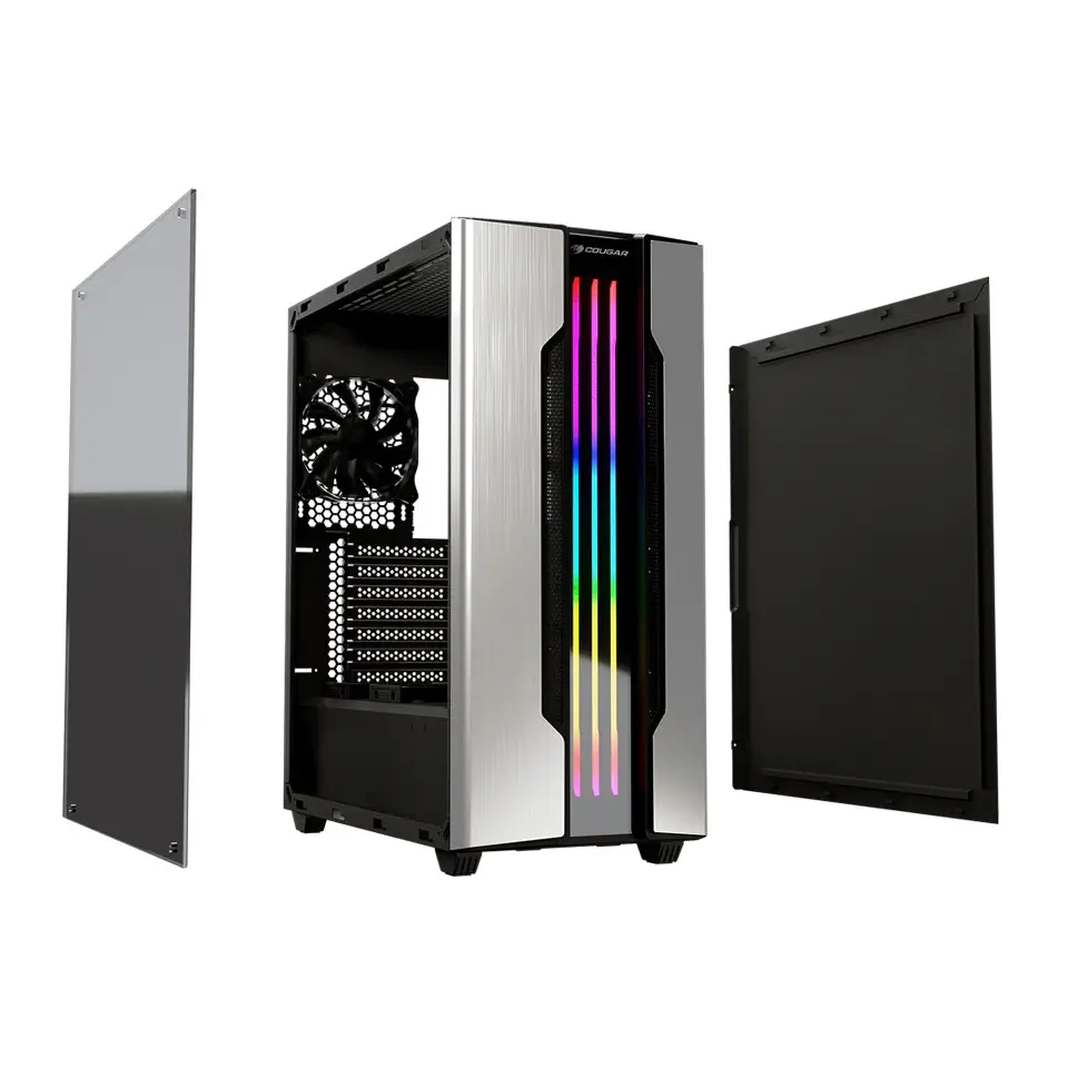 Cougar Gemini S Silver RGB CGR-5BMBS-T 600W 80+ PSU USB 3.0 Temperli Cam E-ATX Mid-Tower Gaming Kasa