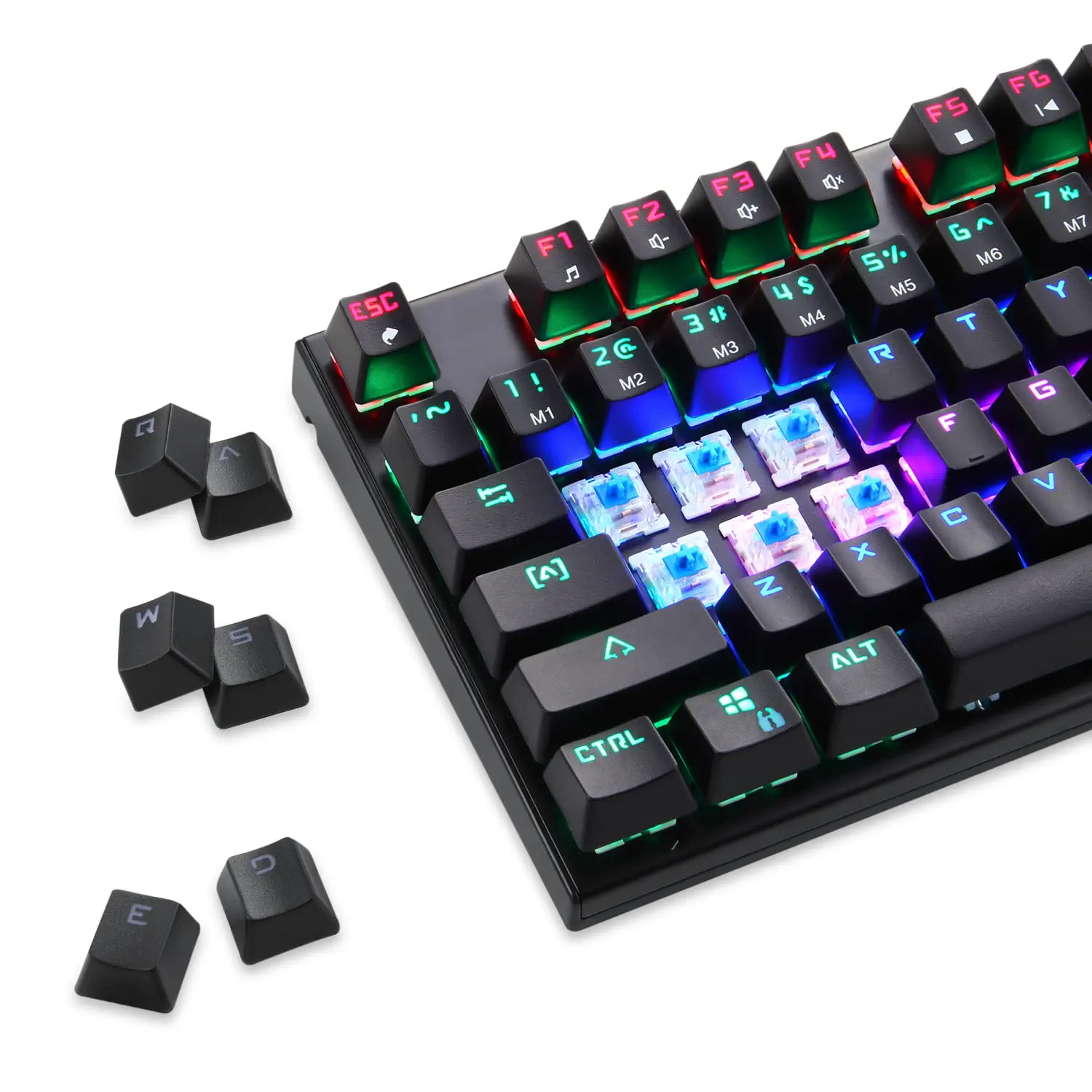 GamePower Warlock Compact Mekanik Mavi Outemu Switch Türkçe Q USB Gaming Klavye