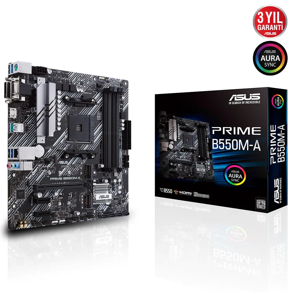 ASUS Prime B550M-A AMD B550 Soket AM4 DDR4 4600(OC)MHz mATX Gaming (Oyuncu) Anakart