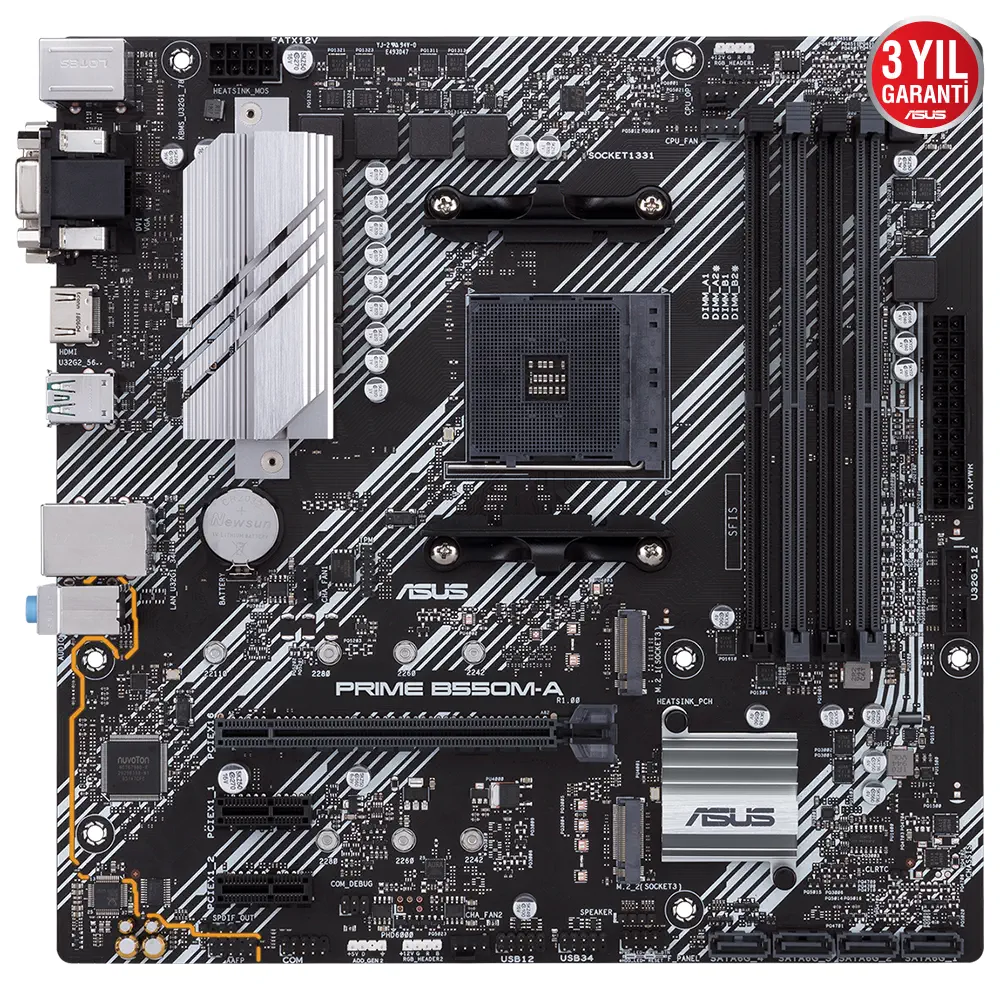 ASUS Prime B550M-A AMD B550 Soket AM4 DDR4 4600(OC)MHz mATX Gaming (Oyuncu) Anakart