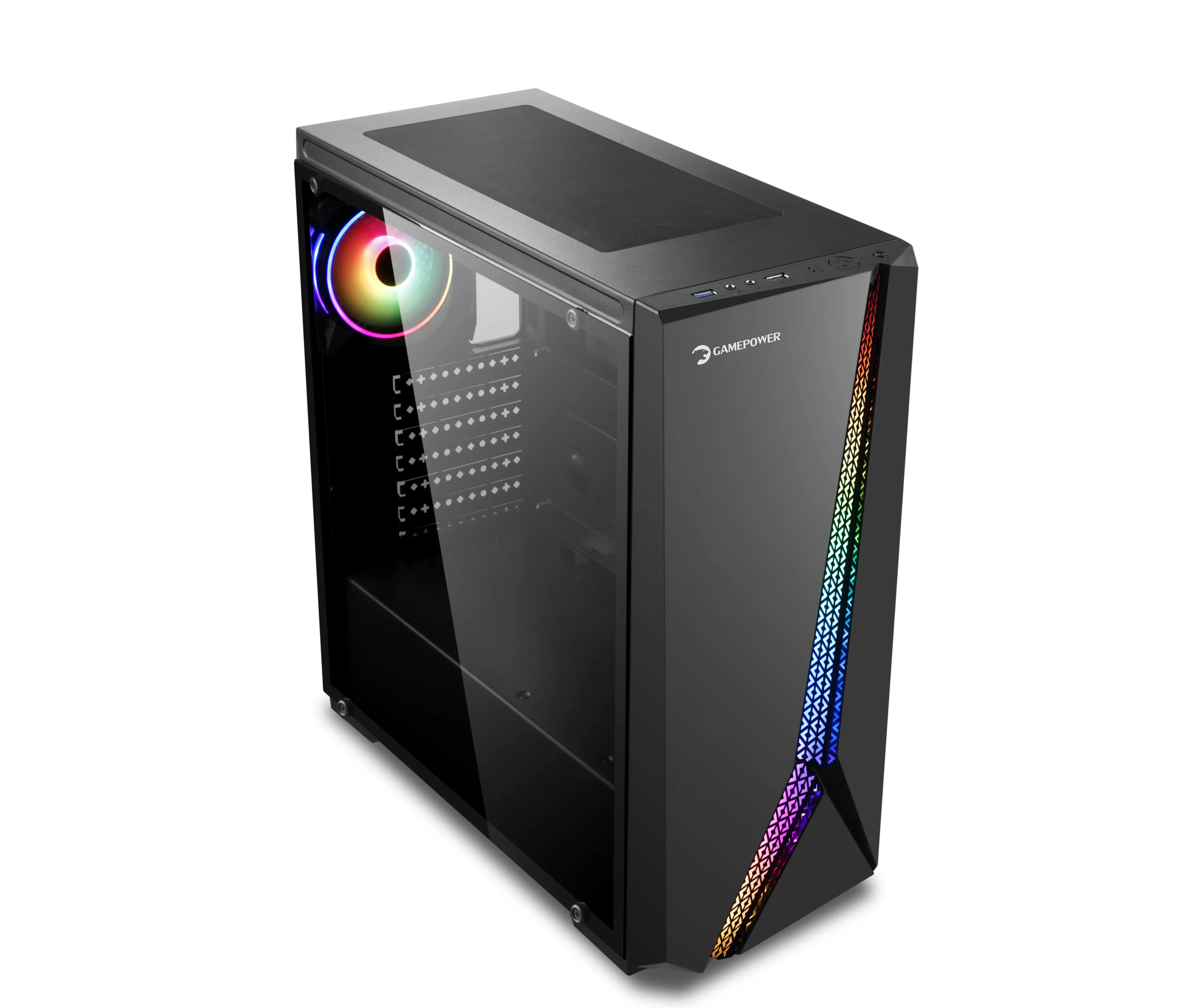 GamePower Mythril 650W +80 Bronze Dahili PSU`lu 1x120mm ARGB Fan ARGB LED Bar Temperli Cam Gaming ATX RGB Kontrolcüsü ve Uzaktan Kumanda Kasa