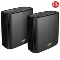 ASUS ZenWiFi AX XT8 (B-2-PK) Tüm Evi Kapsayan Tri-Band Wi-Fi 6 Mesh Sistemi (Siyah İkili Paket)