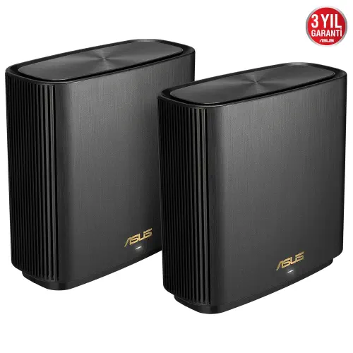 ASUS ZenWiFi AX XT8 (B-2-PK) Tüm Evi Kapsayan Tri-Band Wi-Fi 6 Mesh Sistemi (Siyah İkili Paket)