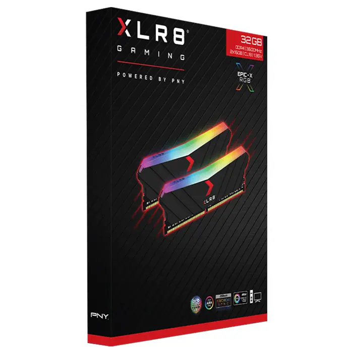 PNY XLR8 Gaming EPIC-X RGB 32GB (2x16GB) 3600MHz CL18 DDR4 Gaming Ram (MD32GK2D4360018XRGB)