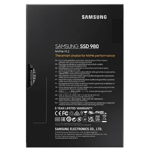 Samsung 980 MZ-V8V500BW 500GB 3100/2600MB/s NVMe M.2 SSD Disk