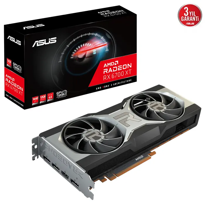 Asus Radeon RX 6700 XT RX6700XT-12G 12GB GDDR6 192Bit DX12 Gaming (Oyuncu) Ekran Kartı