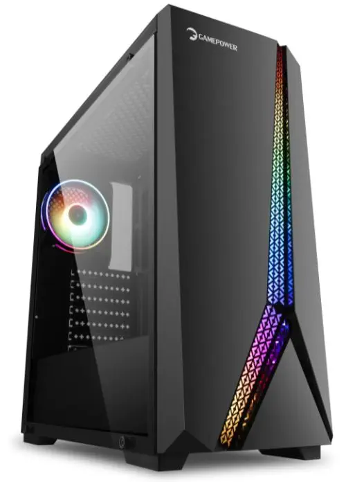 GamePower Mythril 650W +80 Bronze Dahili PSU`lu 1x120mm ARGB Fan ARGB LED Bar Temperli Cam Gaming ATX RGB Kontrolcüsü ve Uzaktan Kumanda Kasa