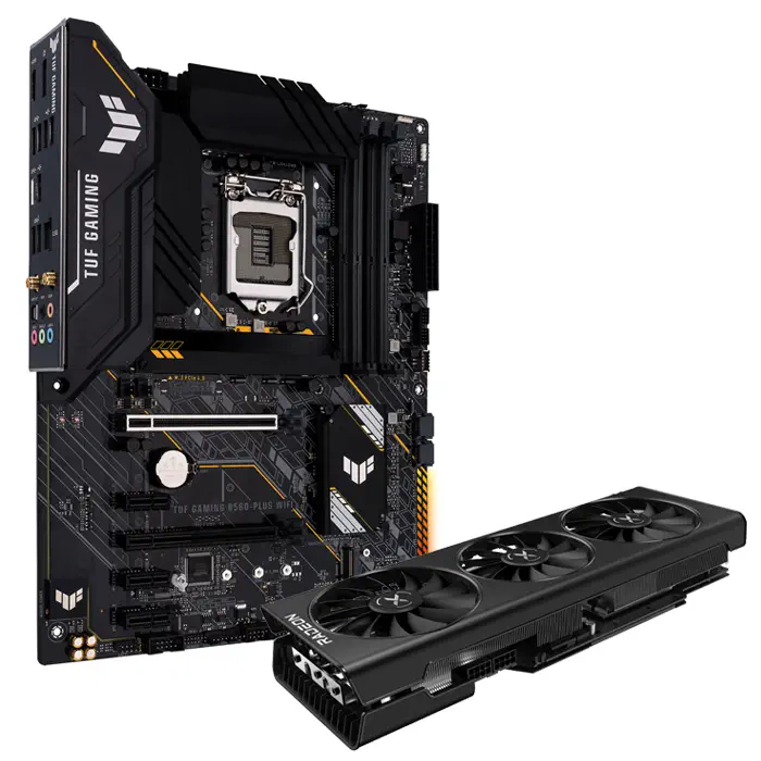 XFX Speedster SWFT 319 AMD Radeon RX 6900 XT Core RX-69XTAQFD9 16GB GDDR6 256Bit DX12 Ekran Kartı + Asus TUF Gaming B560-Plus WIFI Intel B560 Soket 1200 DDR4 5000(OC)MHz ATX Anakart Bundle