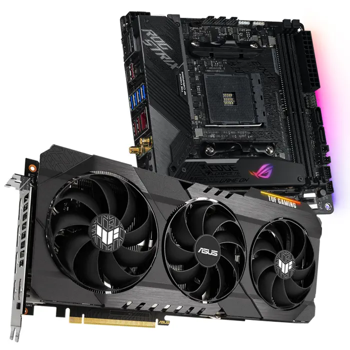 Asus TUF Gaming GeForce RTX 3080 Ti TUF-RTX3080TI-12G-GAMING 12GB GDDR6X 384Bit DX12 Ekran Kartı + Asus ROG Strix X570-I Gaming AMD X570 Soket AM4 DDR4 4800(OC)MHz Mini-ITX Anakart Bundle