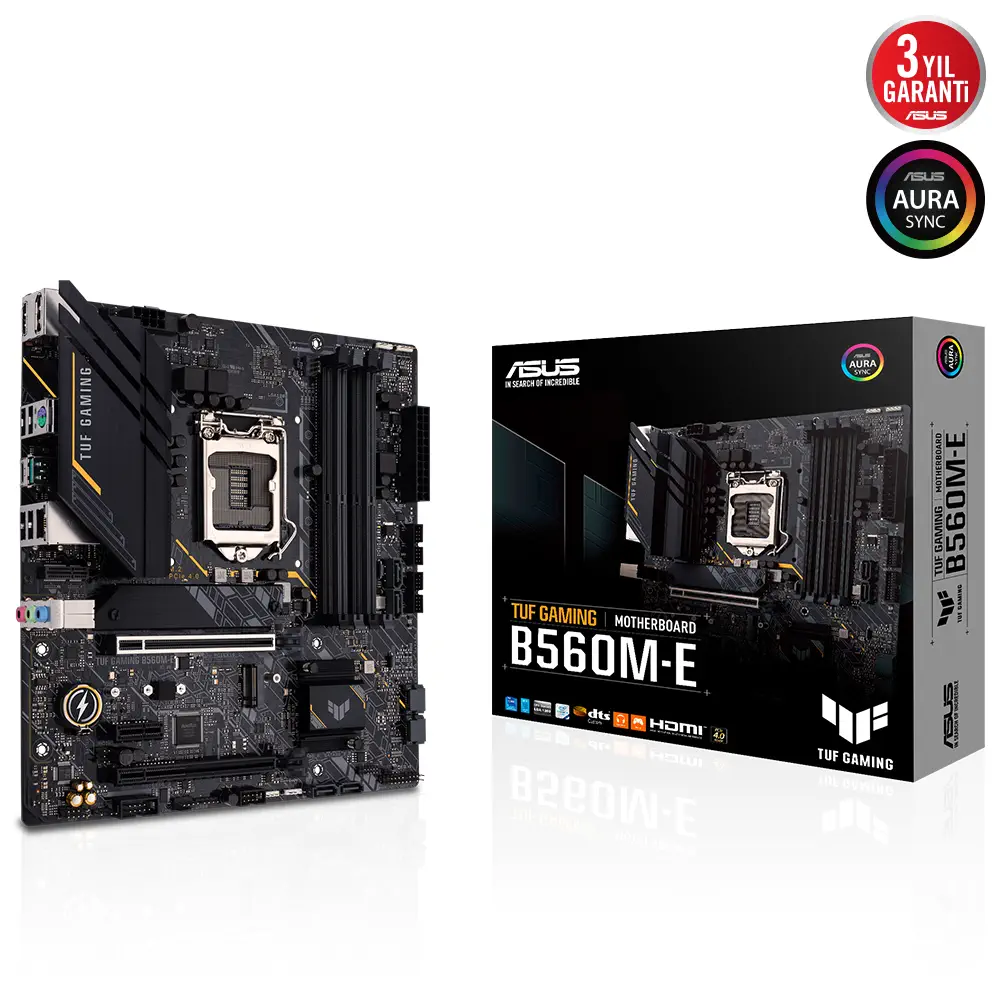 Asus TUF Gaming B560M-E Intel B560 Soket 1200 DDR4 5000(OC)MHz mATX Gaming (Oyuncu) Anakart